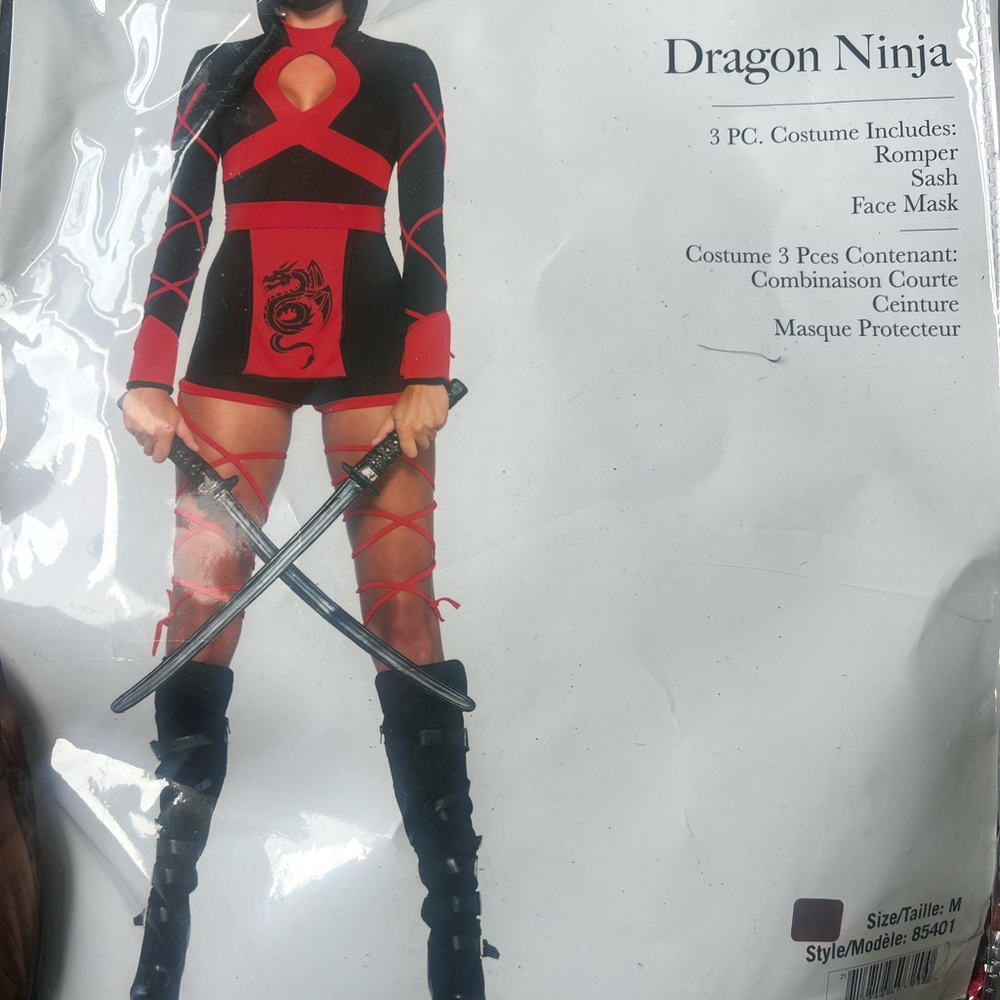 Dragon Ninja Woman Costume - Red and Black